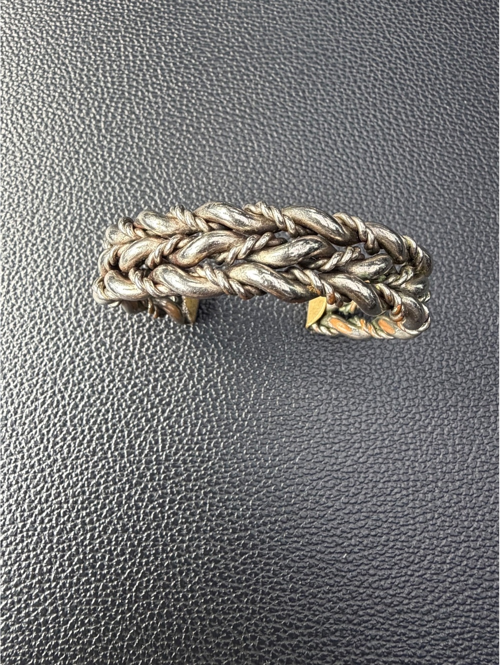 Braided silver boho hippie festival vintage coastal beach cuff bracelet